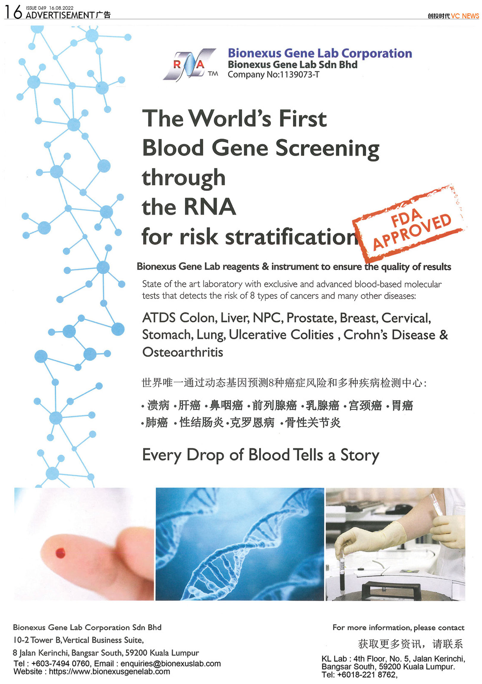 The World’s First Blood Gene Screening through the RNA for risk stratification
