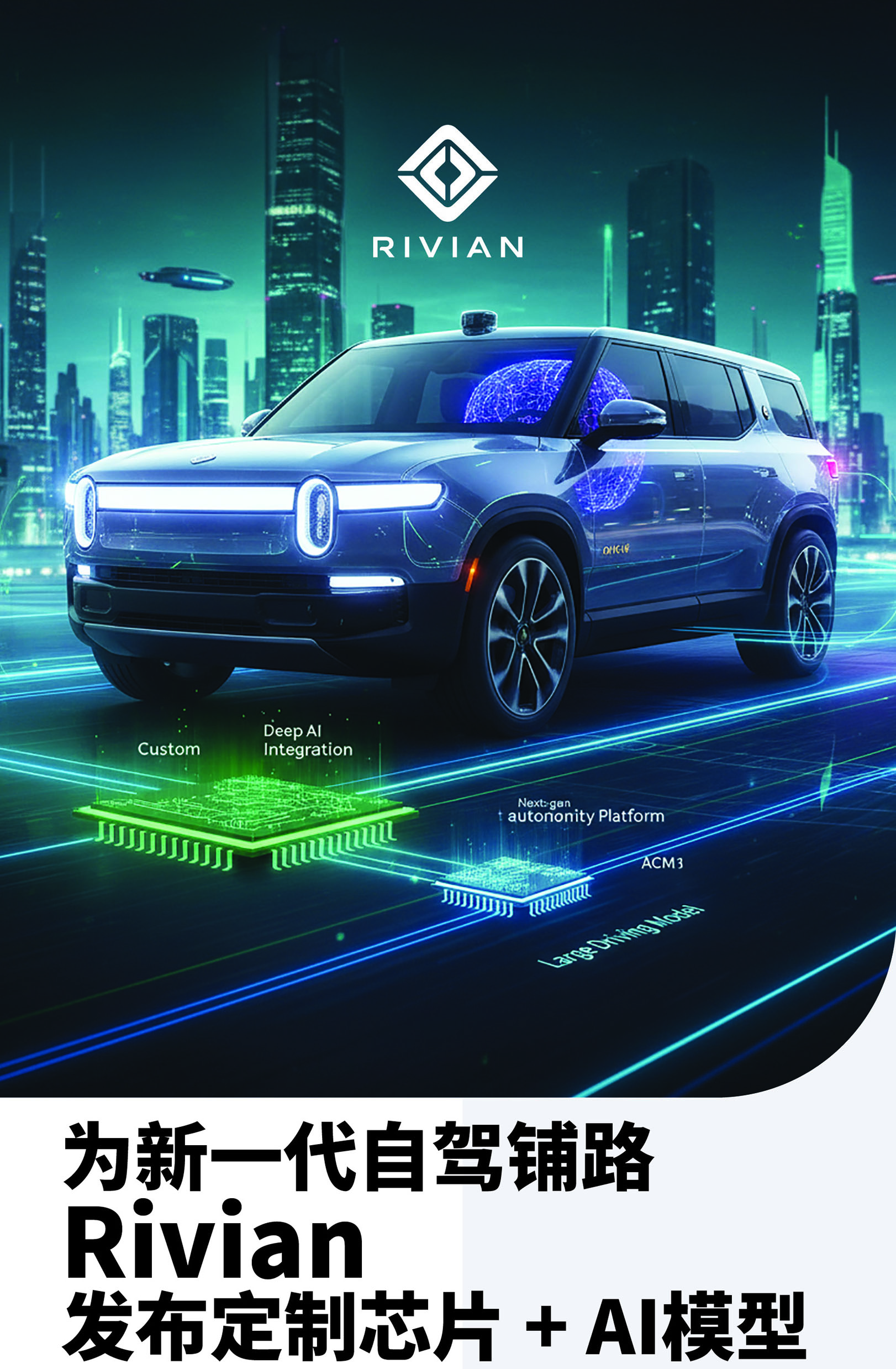 为新一代自驾铺路Rivian发布定制芯片+AI模型